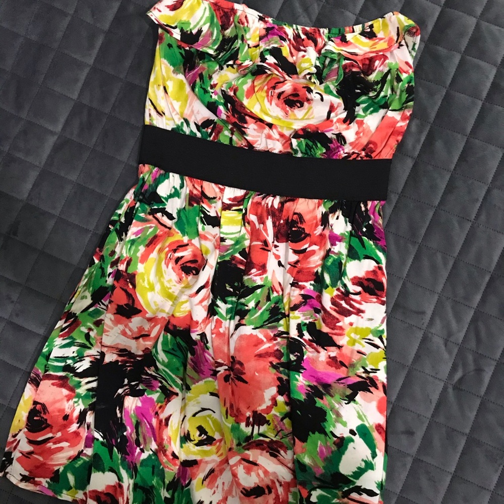 Strapless Floral Dress